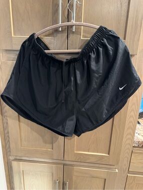 Nike Black Women's Athletic Running Shorts with White Swoosh